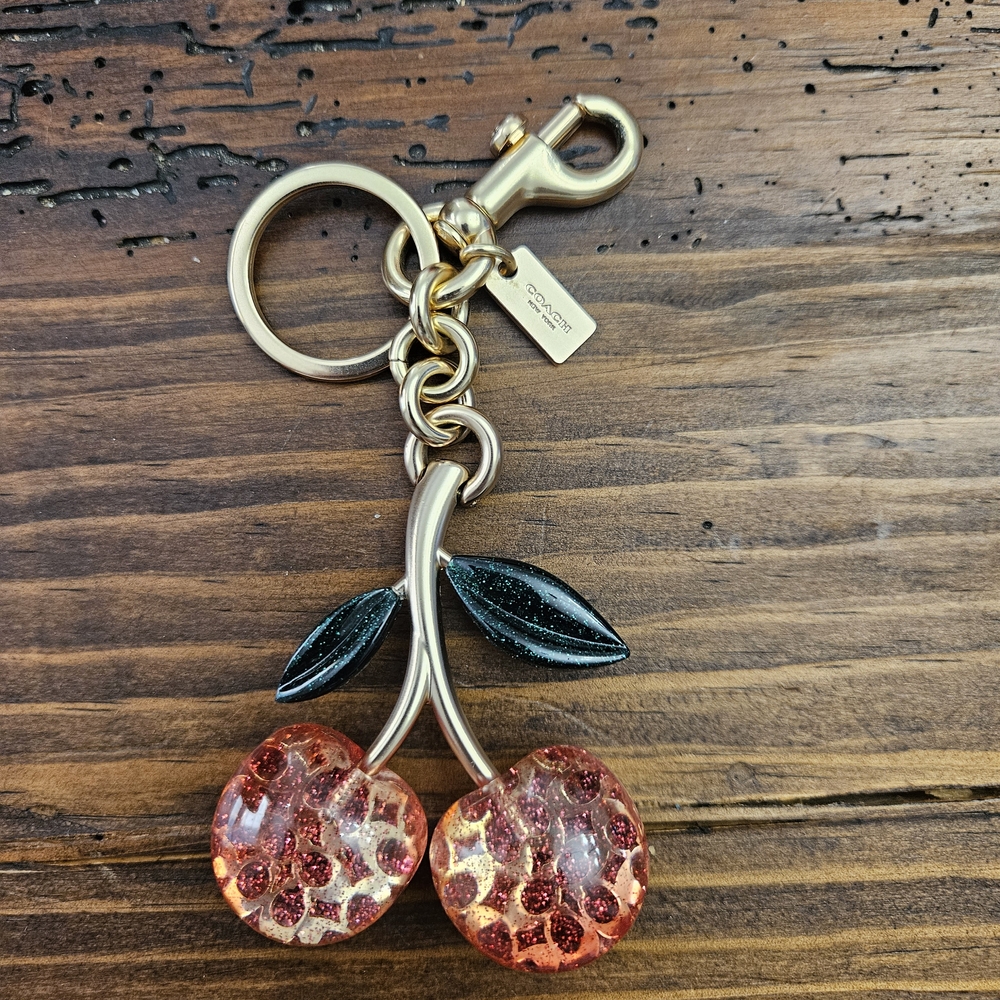 Coach Cherry Keychain - Red and Gold